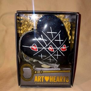 Art Heart “Tic-Tac-Toe” Heart Sculpture with Key